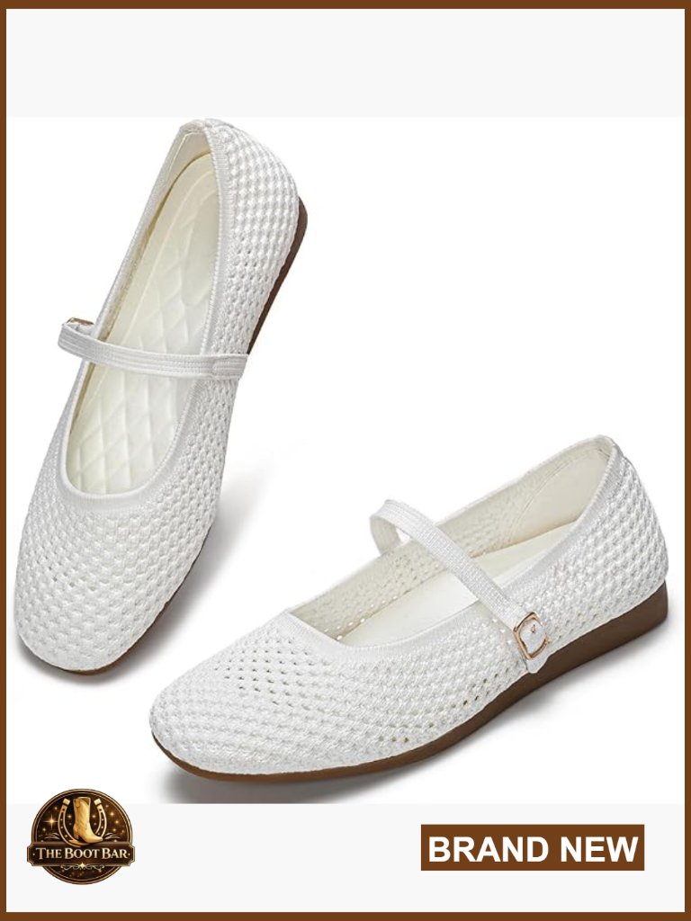 Women's Mary Jane Flats Breathable Mesh Square Toe Ballet Flats With Arch